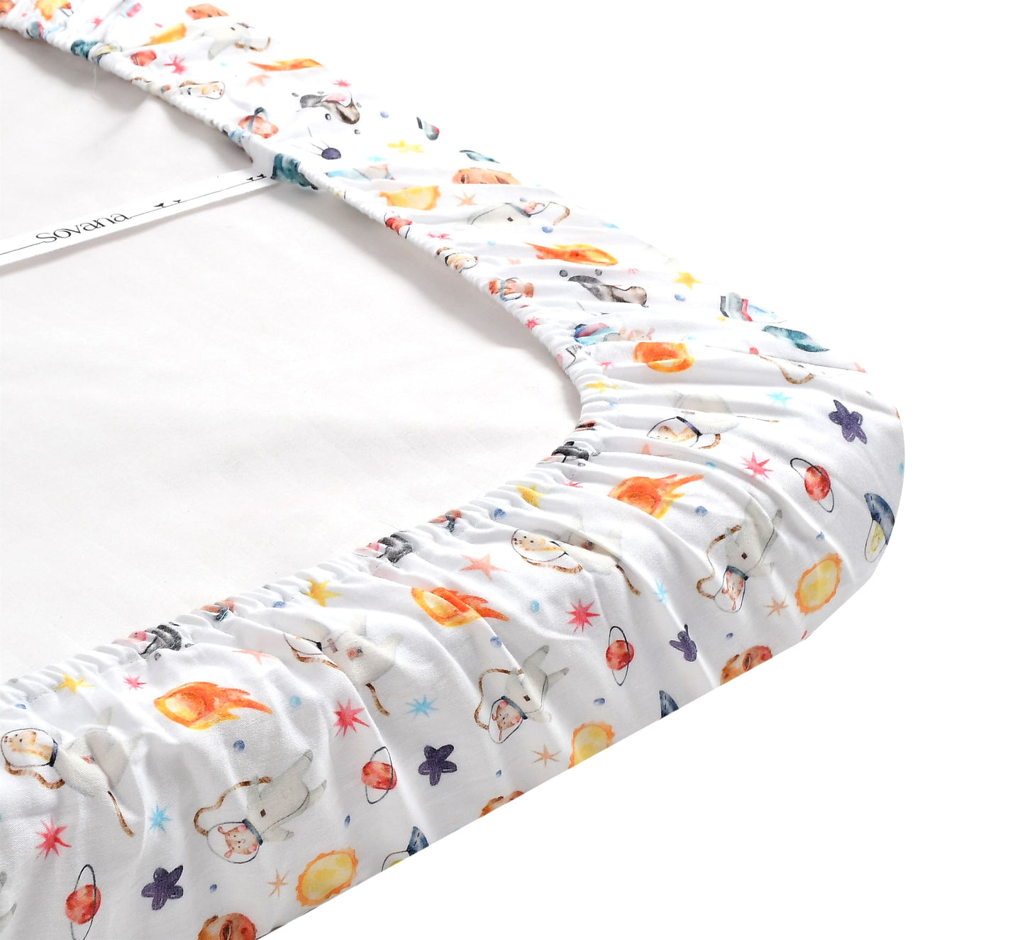 Pets of the Galaxy Plus Purple Combo Fitted Cribsheet