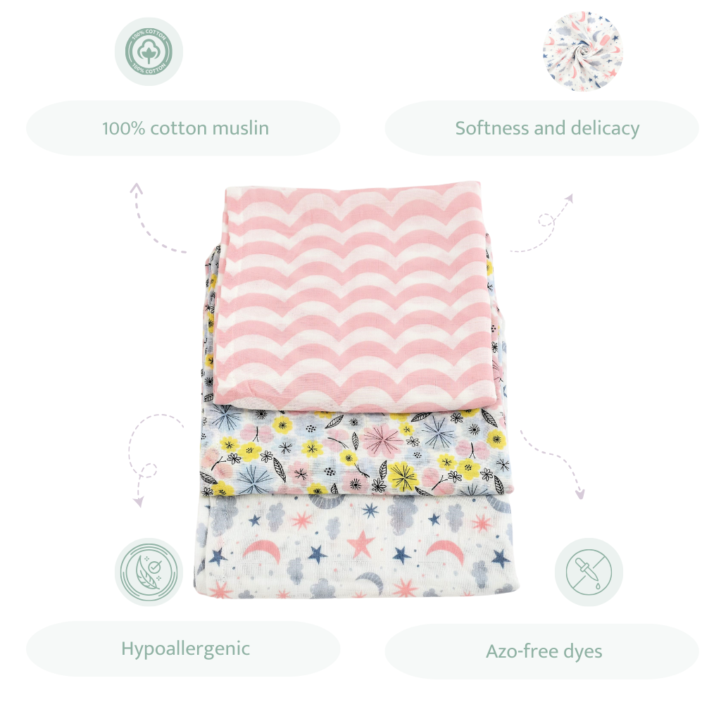 Pink Swaddles Set of 3