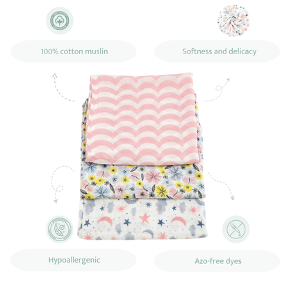 Pink Swaddles Set of 3