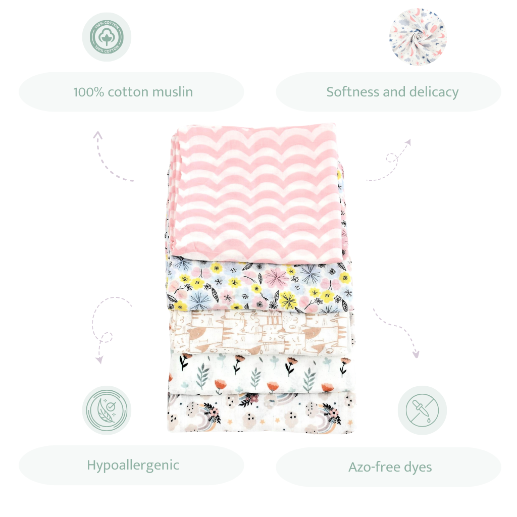 Pink Swaddles Set of 5