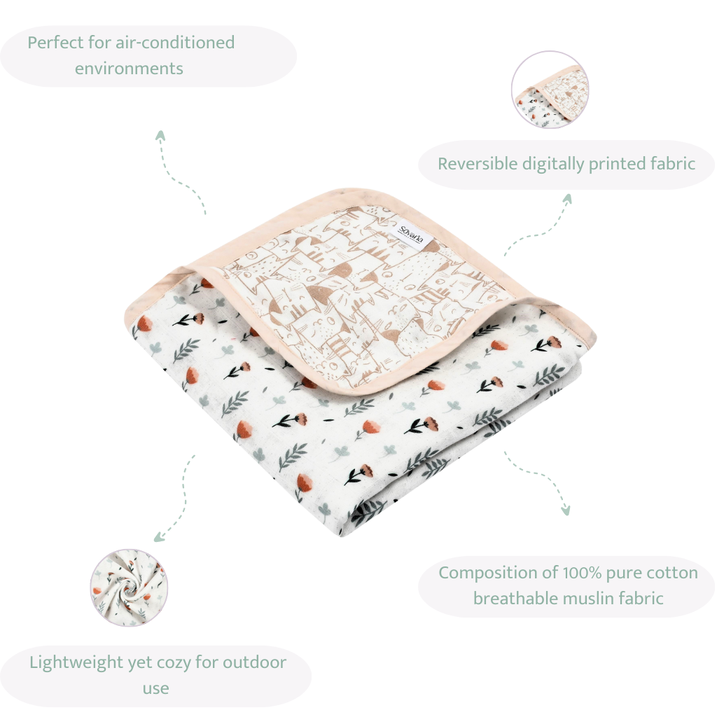 Ferns & Roses Muslin Blanket