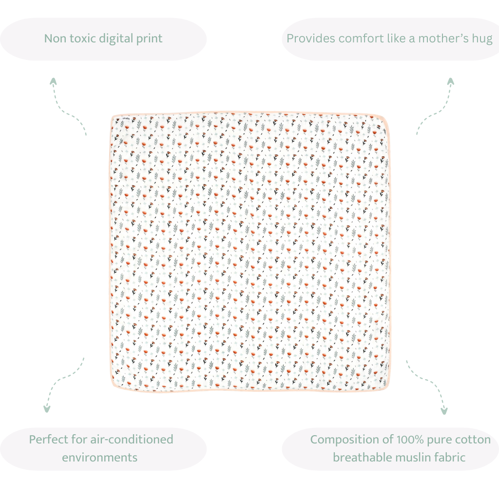 Ferns & Roses Muslin Blanket