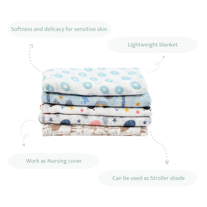 Blue Swaddles Set of 5