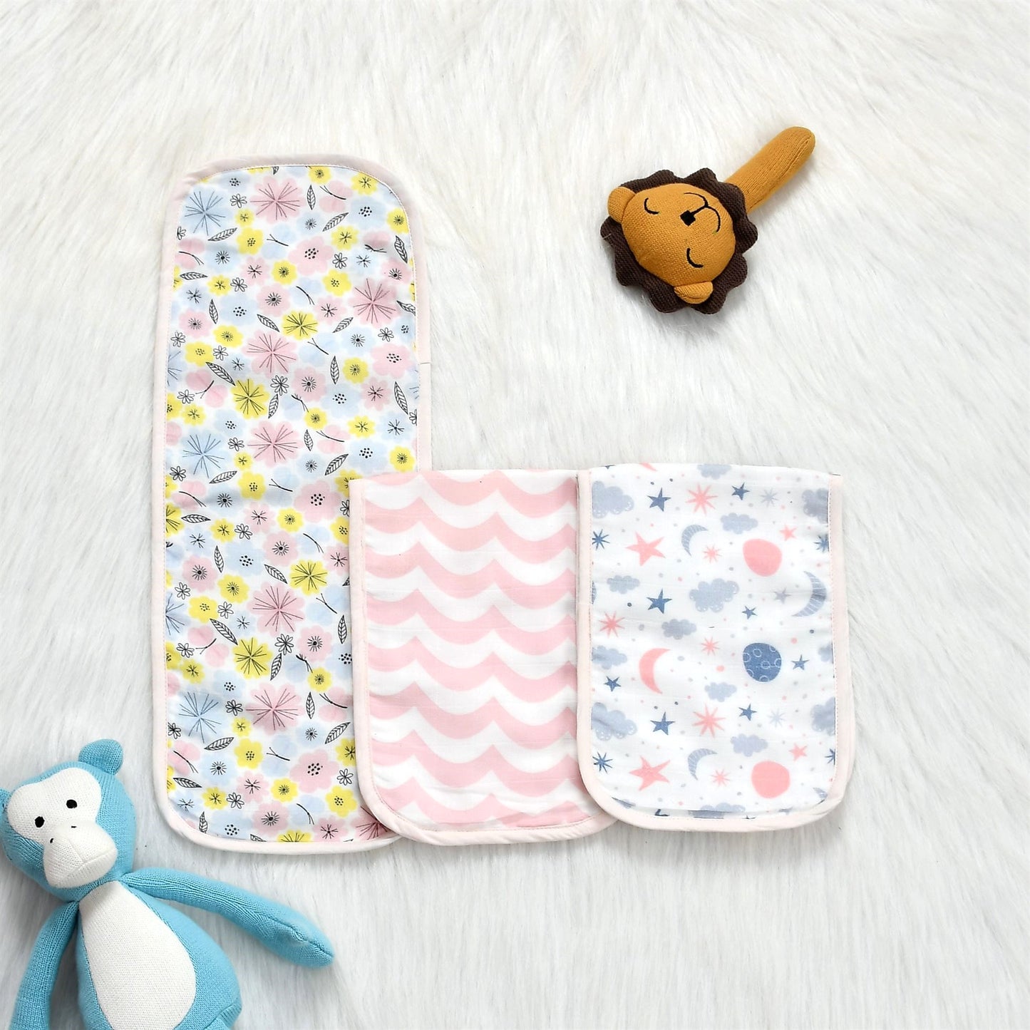 Pink Set of 3 Burp Pads