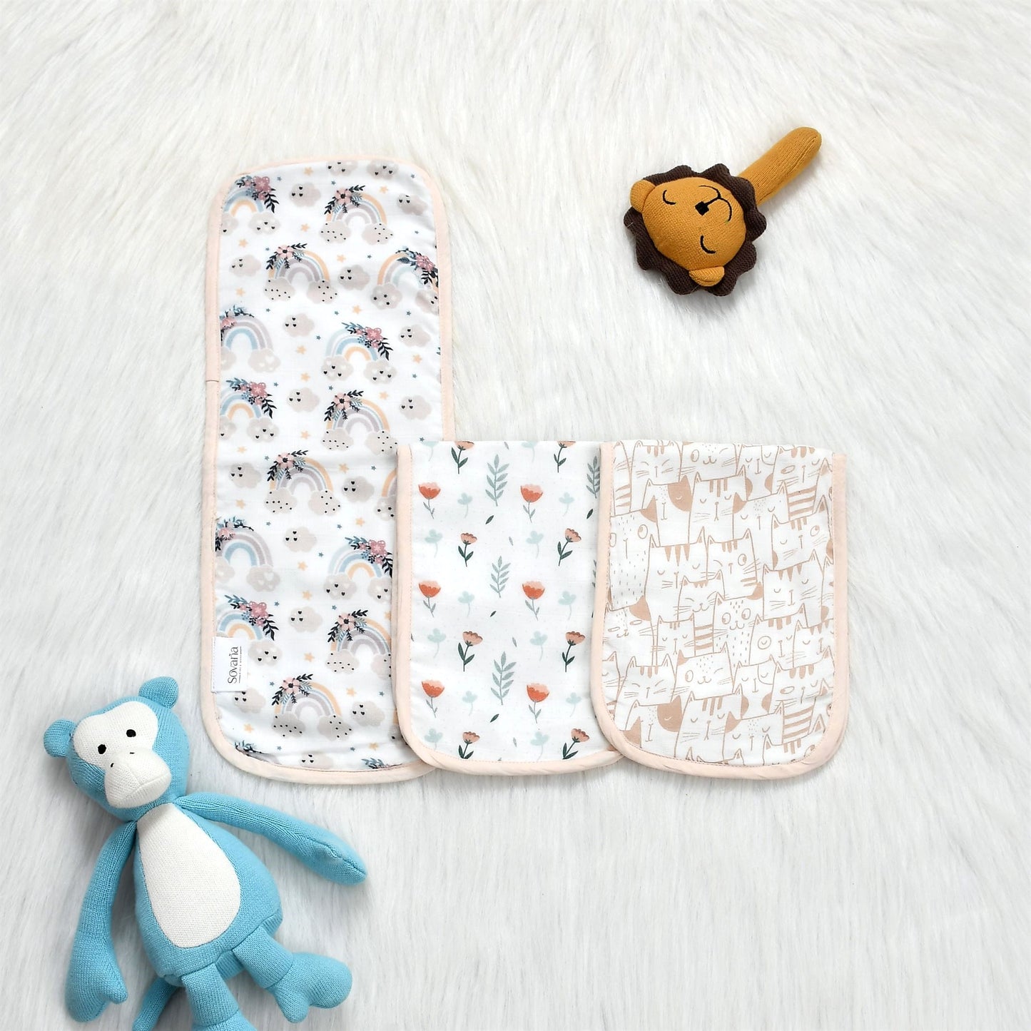 Neutrals Set of 3 Burp Pads