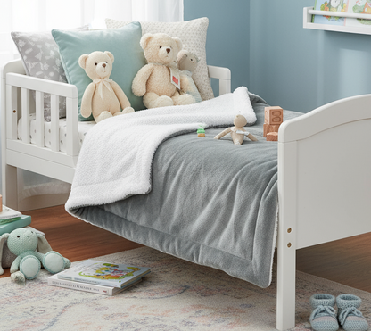 Metallic Grey Flannel Sherpa Blanket