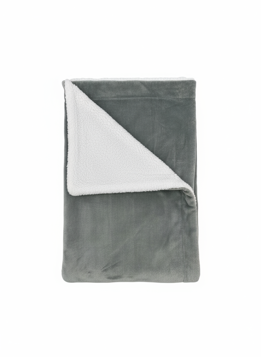 Metallic Grey Flannel Sherpa Blanket