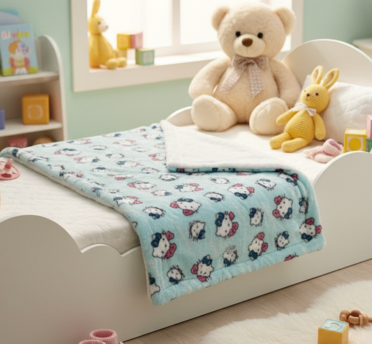 Kitty World Flannel Sherpa Blanket